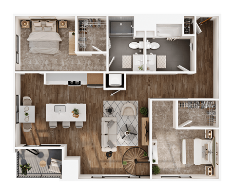 Floor plan for 2 beds, 2 baths, 1579 sqft